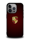 Porsche Logo Carbon Red iPhone 16 Pro Max Case