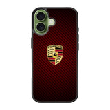 Porsche Logo Carbon Red iPhone 17 Case
