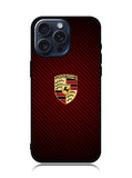 Porsche Logo Carbon Red iPhone 15 Pro Case OV2845