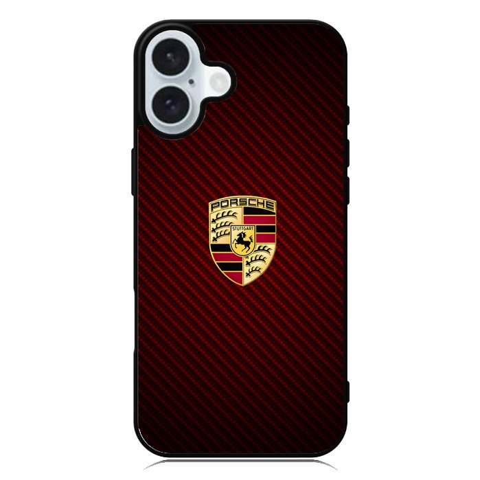 Porsche Logo Carbon Red iPhone 16 Case
