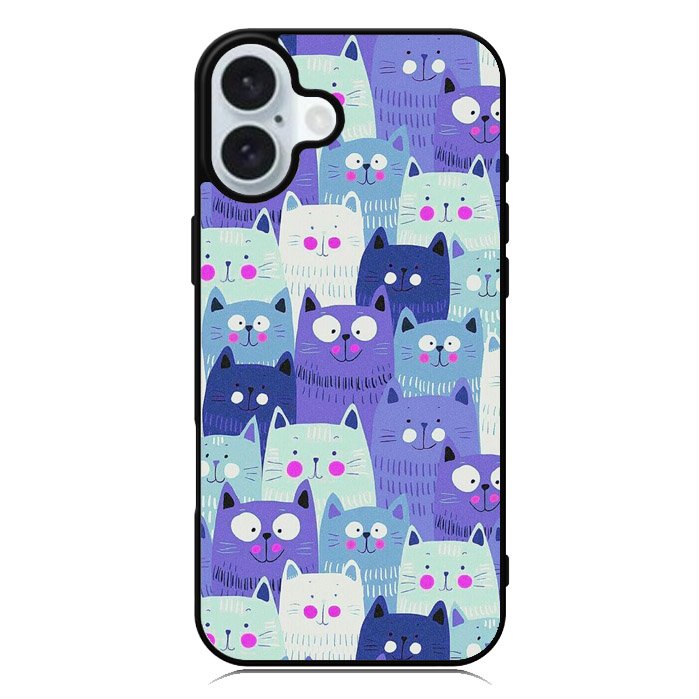 Cat Pattern iPhone 16 Plus Case QC6246