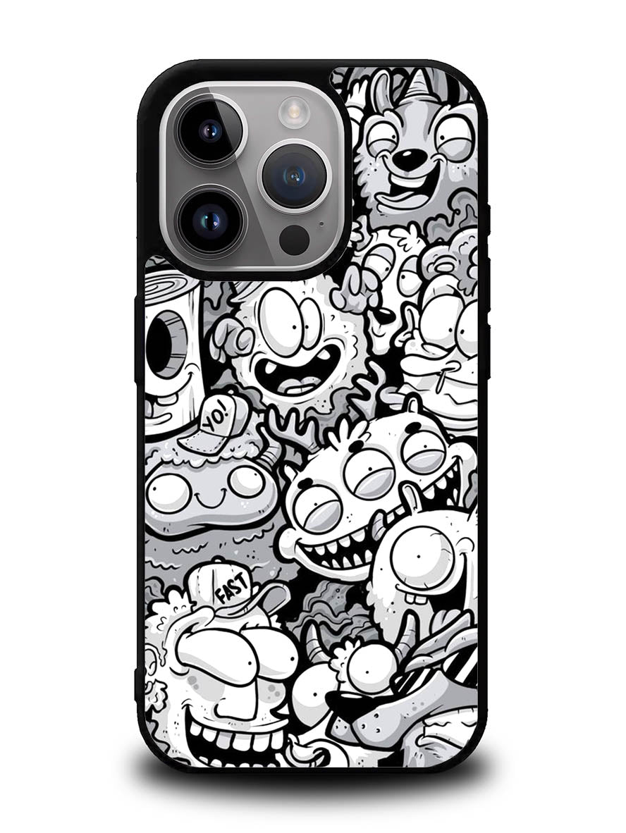 Doodle Art Cartoon iPhone 15 Pro Case