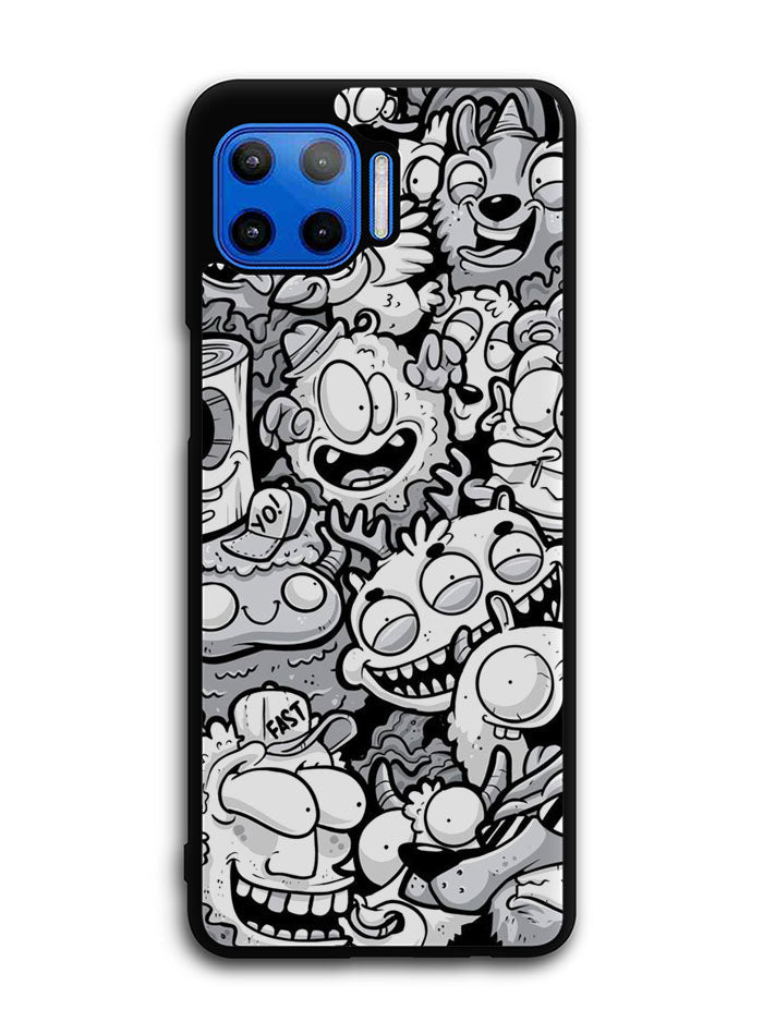 Doodle Art Cartoon Motorola Moto One 5G Case , Moto One 5G UW Case , Moto G 5G Plus Case