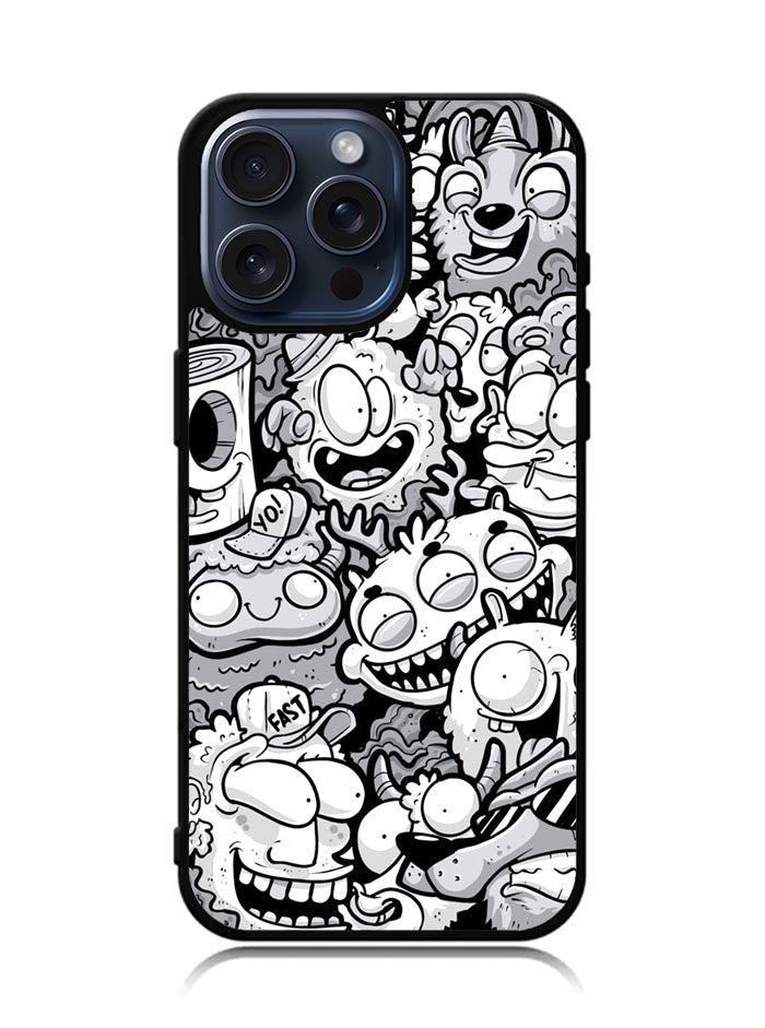 Doodle Art Cartoon iPhone 15 Pro Max Case
