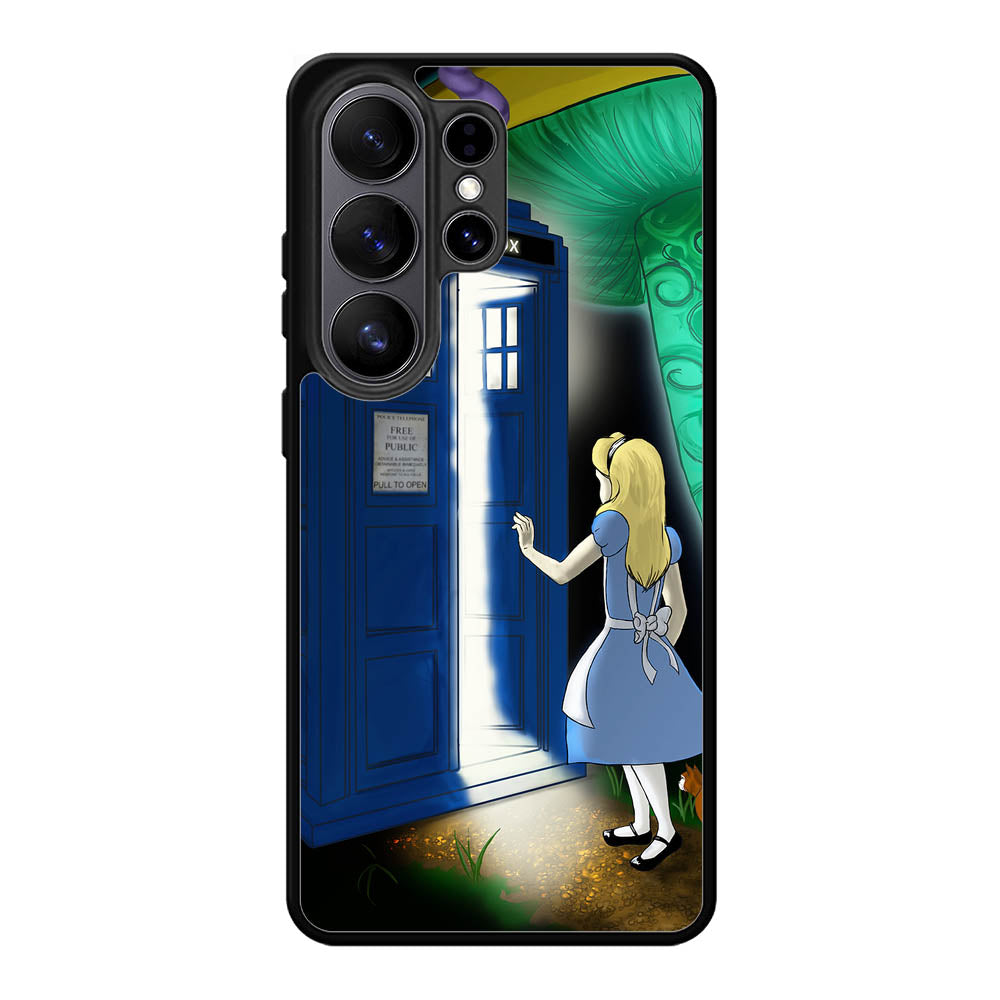 Alice Wonderland On Tardis Samsung Galaxy S26 Ultra Case