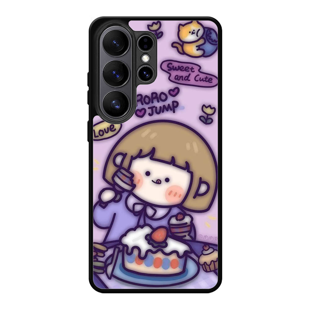 Cute Roro Jump Eat the Sweet Cake Samsung Galaxy S26 Ultra Case OV11210
