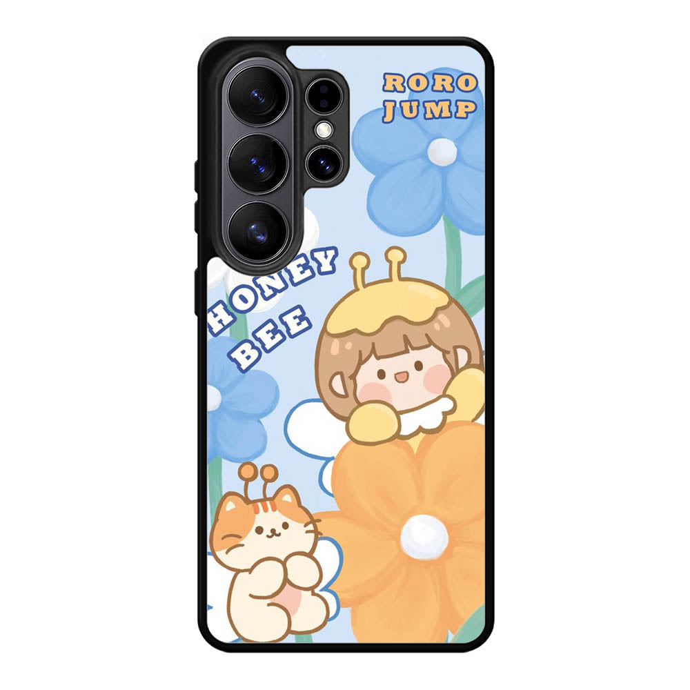 Cute Roro Jump And Honey Bee Samsung Galaxy S26 Ultra Case OV11208