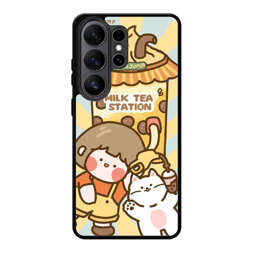 Cute Roro Jump Milk Tea Station Samsung Galaxy S26 Ultra Case OV11212