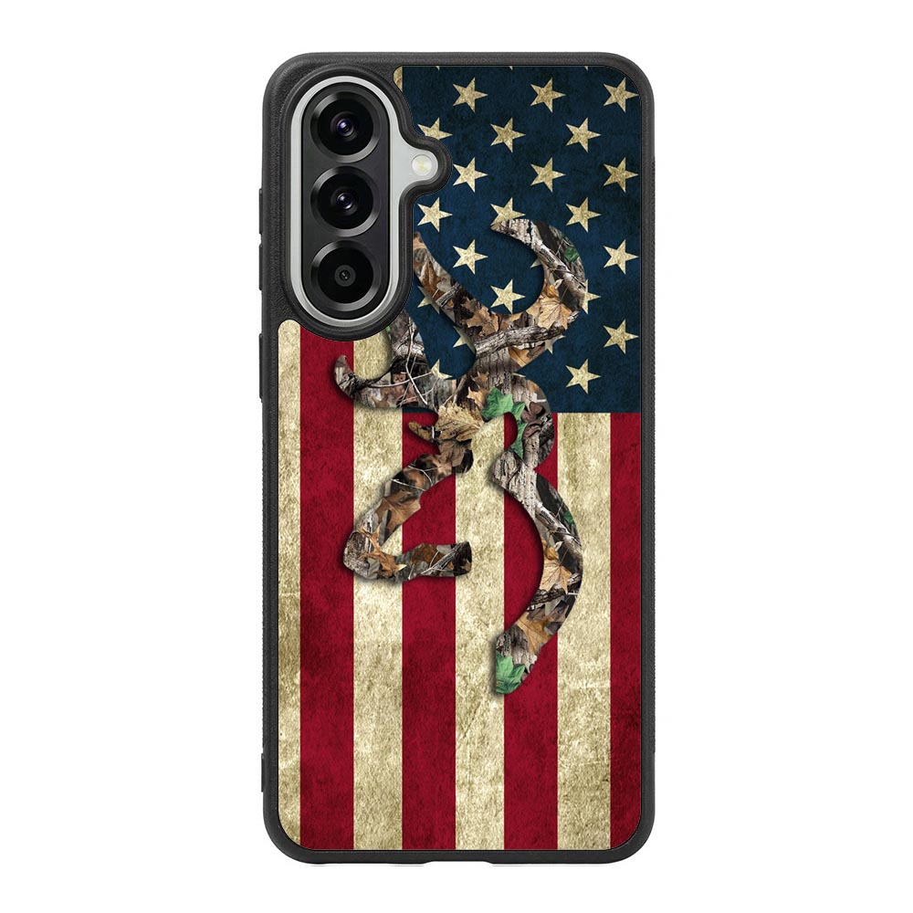 Browning Deer Real Tree Camo USA Flag Samsung Galaxy A37 Case