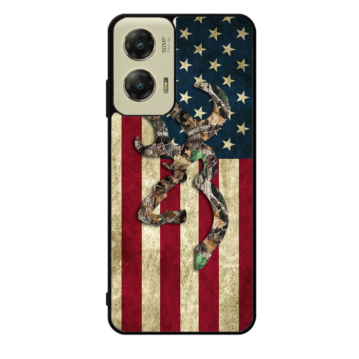 Browning Deer Real Tree Camo USA Flag Motorola Moto G Stylus 5G 2024 Case