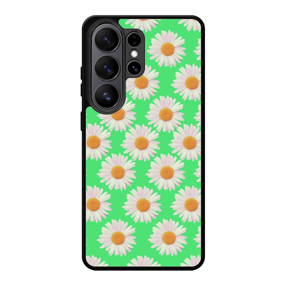 Flowers Pattern Green Samsung Galaxy S26 Ultra Case QC4924