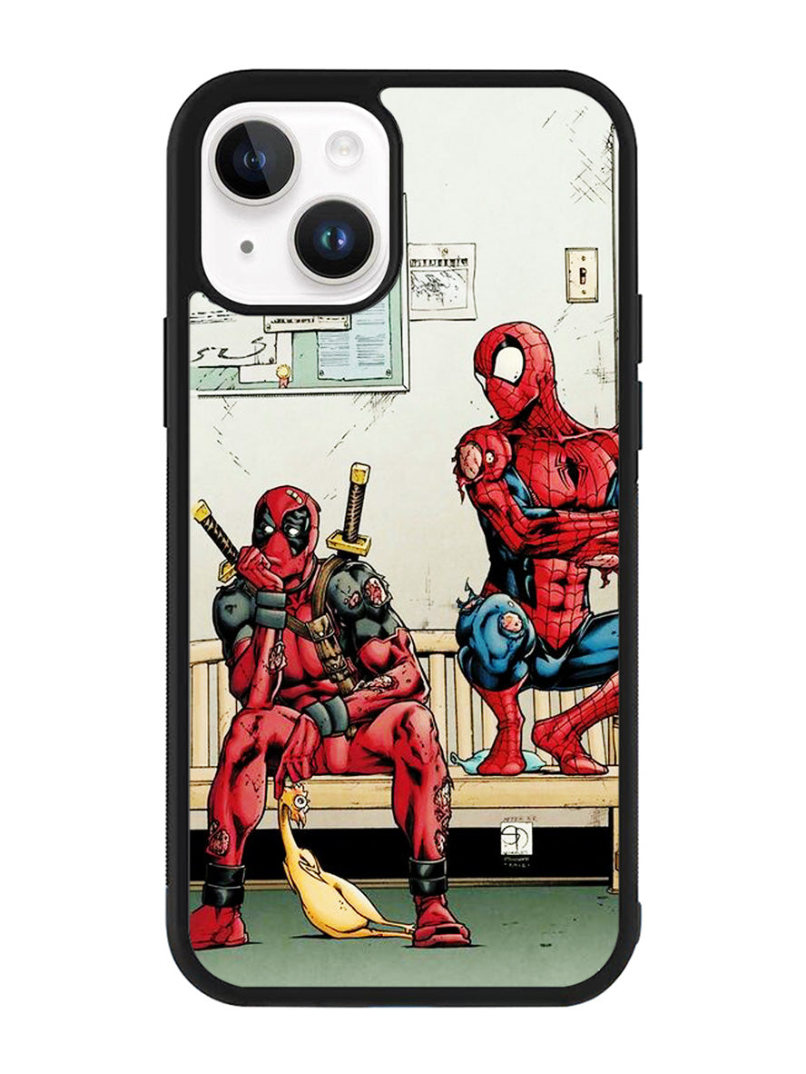Funny Spiderman and Deadpool iPhone 15 Plus Case OV4899