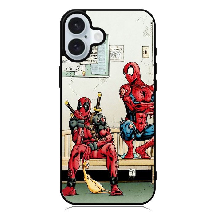 Funny Spiderman and Deadpool iPhone 16 Plus Case