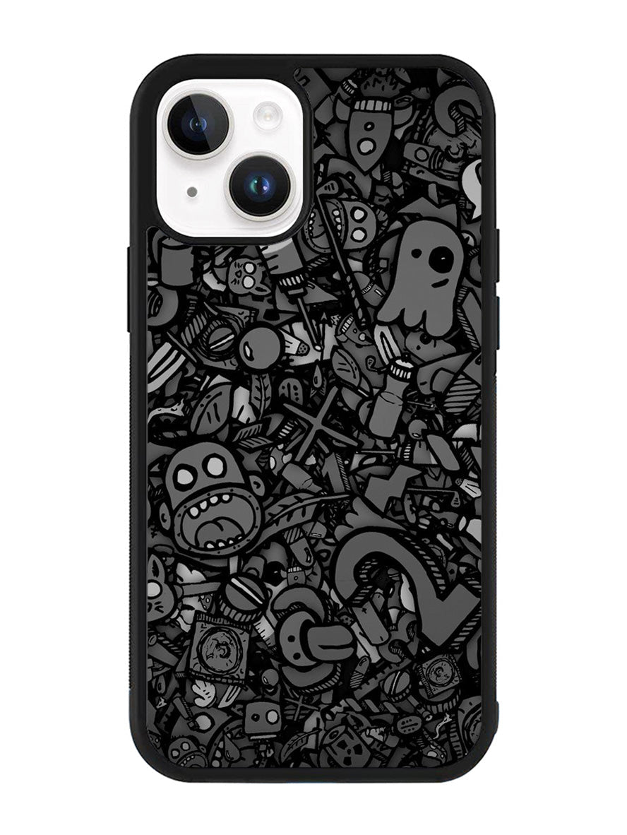 Doodle Grey Cool iPhone 14 Case QC7100