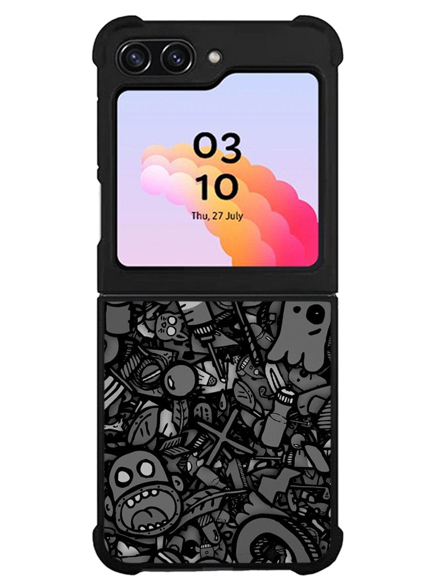 Doodle Grey Cool Samsung Galaxy Z Flip 5 5G 2023 Case OV7100
