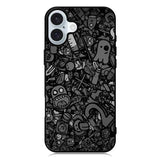 Doodle Grey Cool iPhone 16 Plus Case QC7100