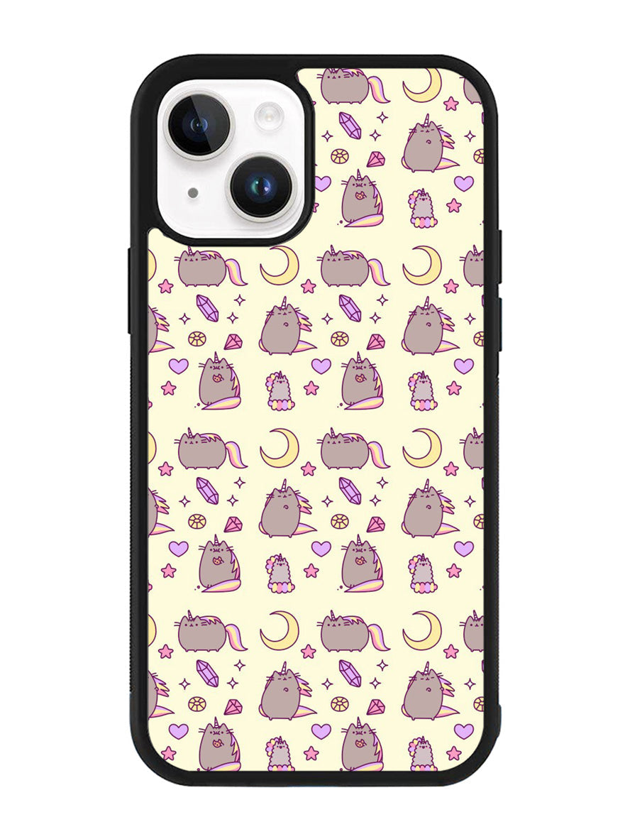 Pusheen The Cat Moon Pattern iPhone 14 Plus Case QC6948