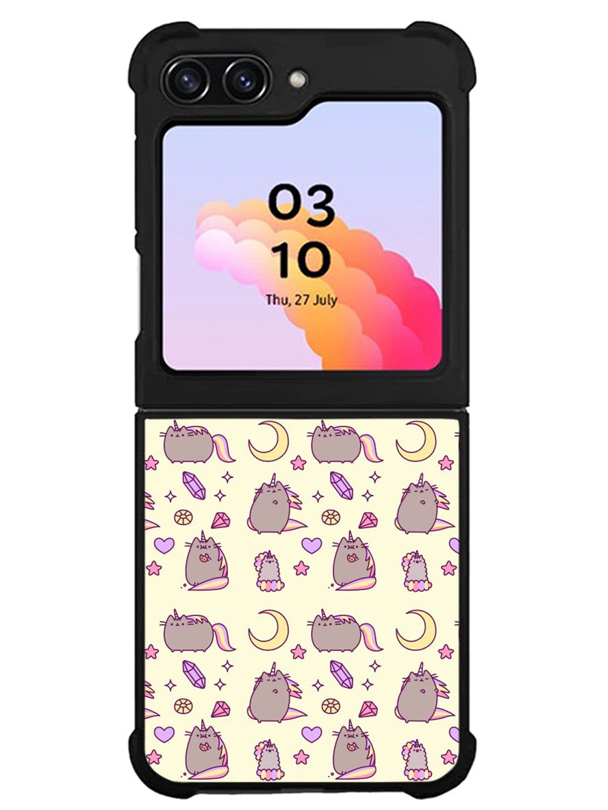 Pusheen The Cat Moon Pattern Samsung Galaxy Z Flip 5 5G 2023 Case OV6948