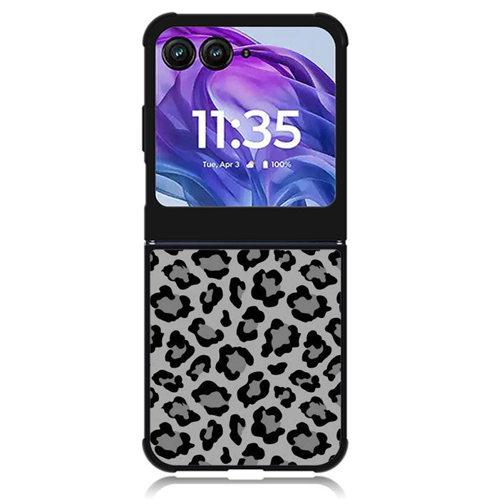 Leopard Grey Pattern Motorola Moto Razr Plus 2024 , Moto Razr+ 2024 Case