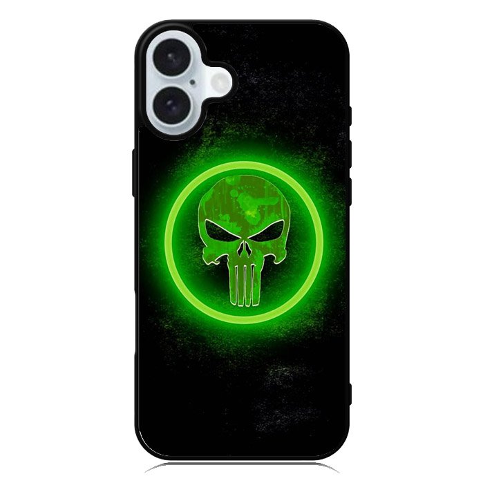 Punisher Green Glow iPhone 16 Case QC9918
