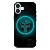 Punisher Blue Glow iPhone 16 Case QC9917