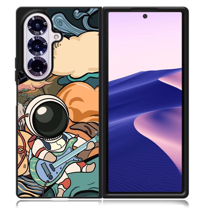 Cute Guitar Astronaut Samsung Galaxy Z Fold 7 Case OV8814