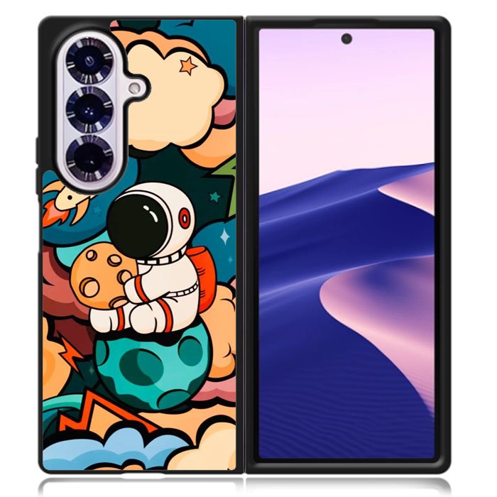 Cute Astronaut Hug The Planet Samsung Galaxy Z Fold 7 Case OV8810