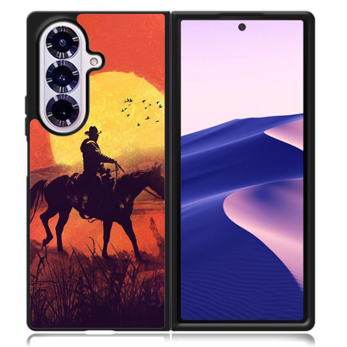 Red dead cowboy sunset Art Samsung Galaxy Z Fold 7 Case OV10805