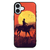 Red dead cowboy sunset Art iPhone 16 Plus Case QC10805
