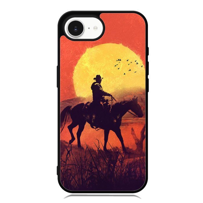 Red dead cowboy sunset Art iPhone 16e Case OV10805
