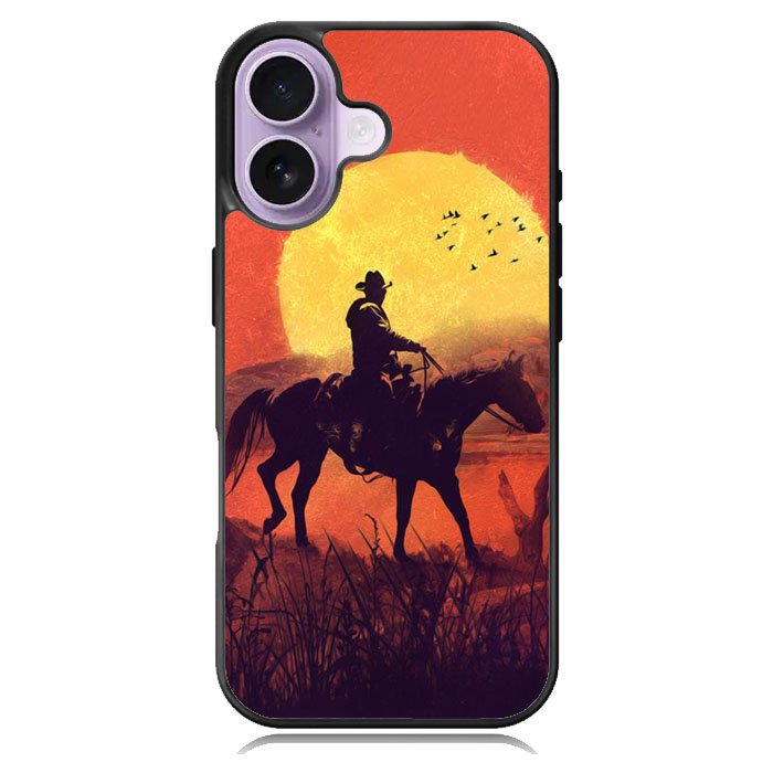 Red dead cowboy sunset Art iPhone 17 Case OV10805
