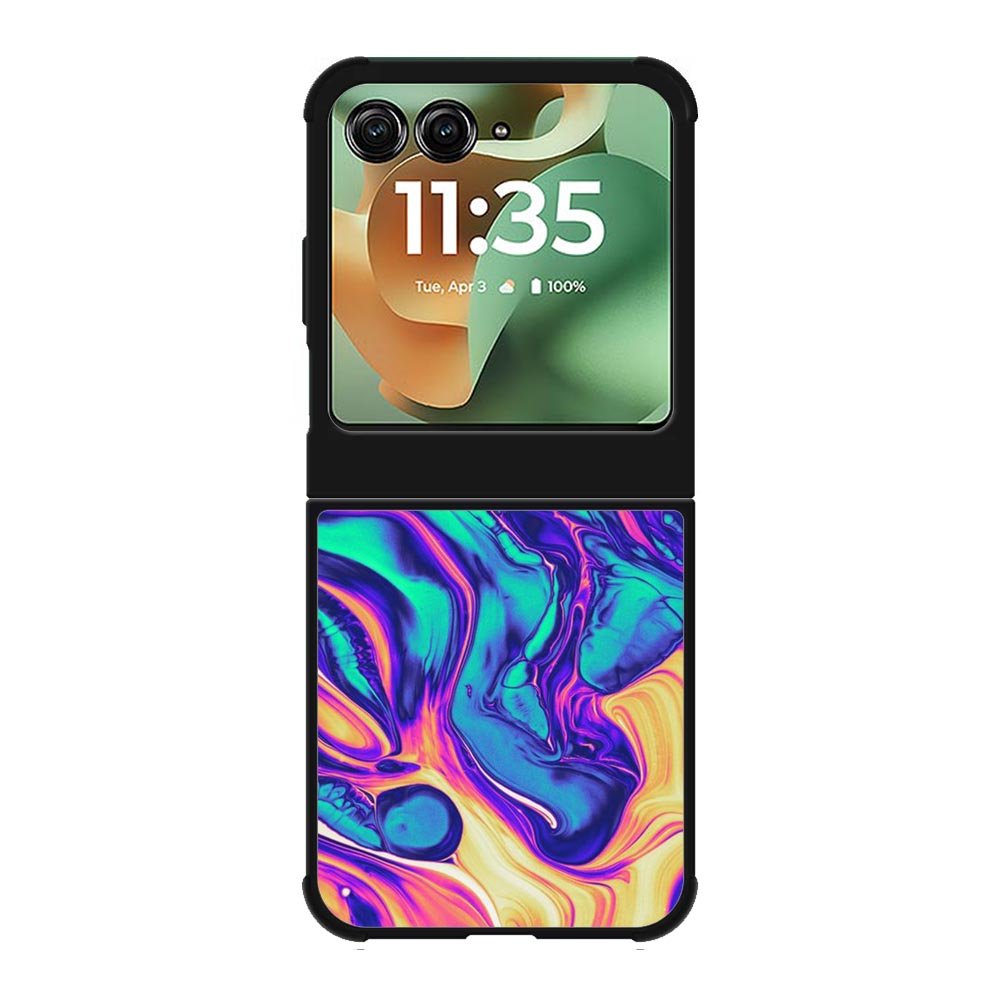 Swirl Paint Blue and Yellow Motorola Moto RAZR 2025 Case OV10837