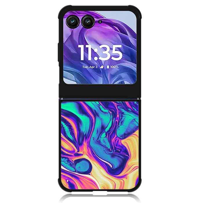 Swirl Paint Blue and Yellow Motorola Moto Razr Plus 2024 , Moto Razr+ 2024 Case OV10837