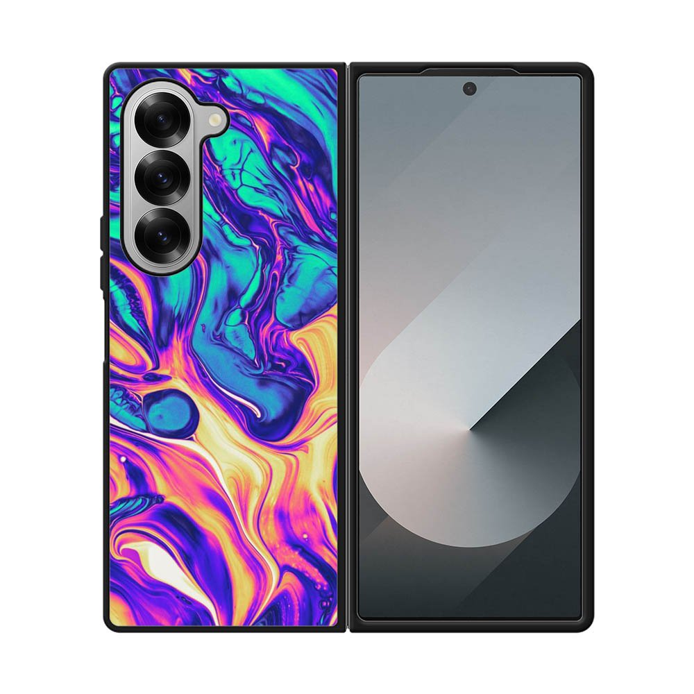 Swirl Paint Blue and Yellow Samsung Galaxy Z Fold 7 5G Case QC10837