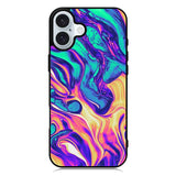 Swirl Paint Blue and Yellow iPhone 16 Plus Case QC10837