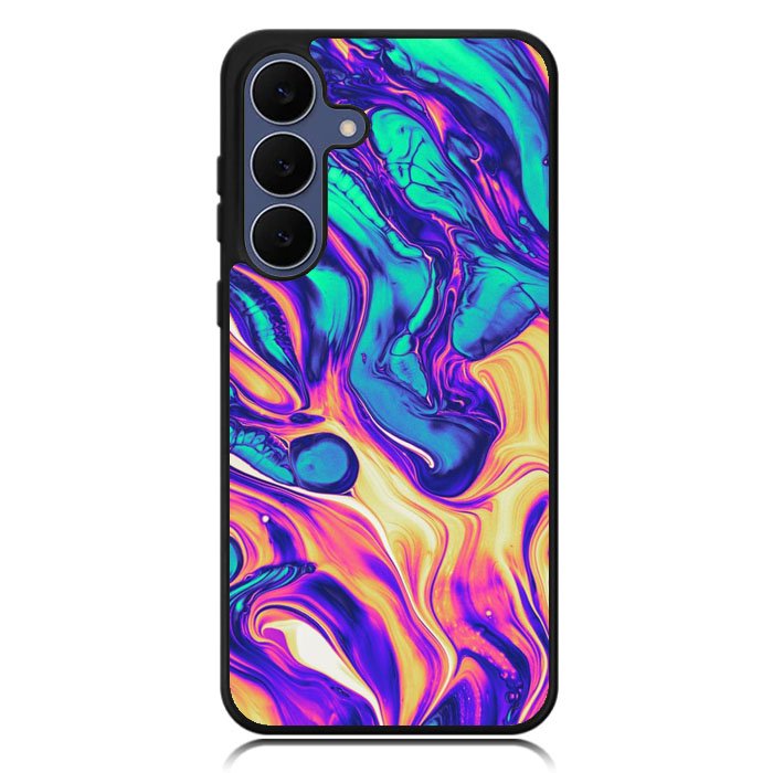 Swirl Paint Blue and Yellow Samsung Galaxy S25 FE Case OV10837
