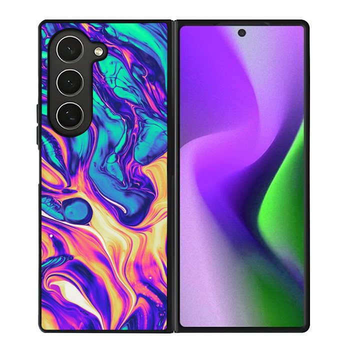 Swirl Paint Blue and Yellow Samsung Galaxy Z Fold 6 5G 2024 Case OV10837