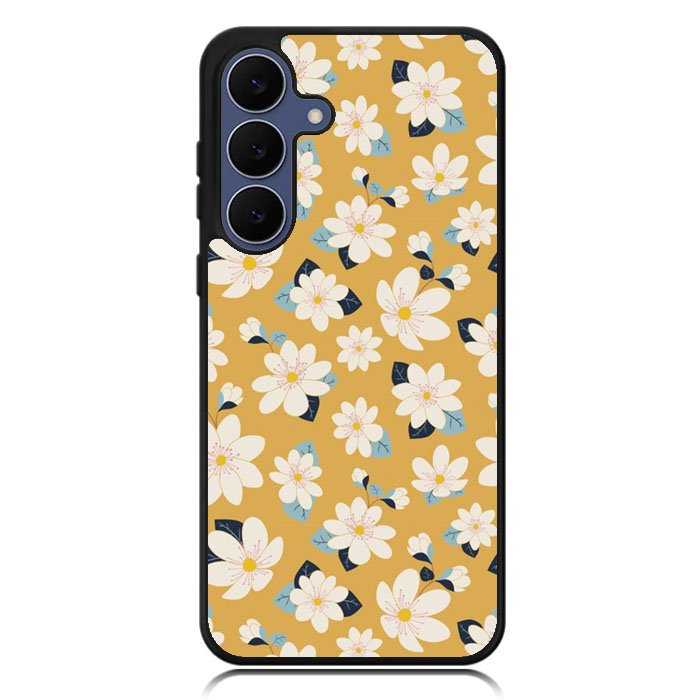 Cute white flowers seamless pattern Samsung Galaxy S25 FE Case OV10922