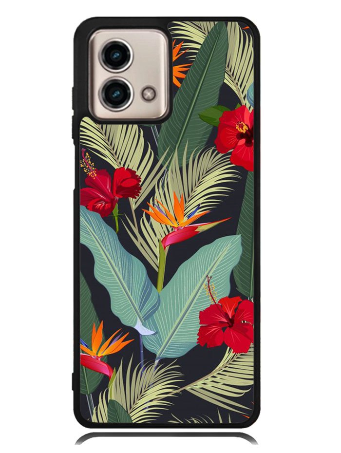 pattern tropical leaves with red hibiscus flower and bird of paradise Motorola Moto G Stylus 5G 2023 Case OV10790