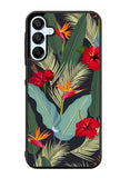 pattern tropical leaves with red hibiscus flower and bird of paradise Samsung Galaxy A15 5G Case OV10790