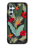 pattern tropical leaves with red hibiscus flower and bird of paradise Samsung Galaxy A54 5G Case OV10790