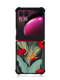 pattern tropical leaves with red hibiscus flower and bird of paradise Motorola Moto Razr Plus 2023 , Moto Razr+ 2023 Case OV10790