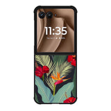 pattern tropical leaves with red hibiscus flower and bird of paradise Motorola Moto RAZR Plus 2025 Case OV10790