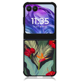 pattern tropical leaves with red hibiscus flower and bird of paradise Motorola Moto Razr Plus 2024 , Moto Razr+ 2024 Case OV10790