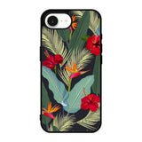 pattern tropical leaves with red hibiscus flower and bird of paradise iPhone 17e Case OV10790