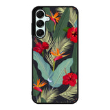 pattern tropical leaves with red hibiscus flower and bird of paradise Samsung Galaxy A16 Case OV10790
