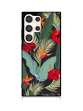 pattern tropical leaves with red hibiscus flower and bird of paradise Samsung Galaxy S25 Ultra 5G Case QC10790