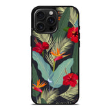 pattern tropical leaves with red hibiscus flower and bird of paradise iPhone 16 Pro Case OV10790