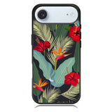 pattern tropical leaves with red hibiscus flower and bird of paradise iPhone 17 Air Case OV10790