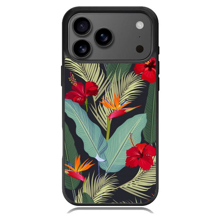 pattern tropical leaves with red hibiscus flower and bird of paradise Samsung Galaxy S26 Ultra Case OV10790